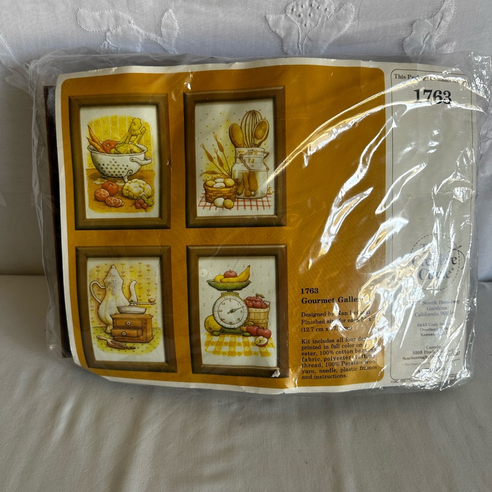 Gourmet Gallery Kitchen Wall Art Set Needlework Kit Vintage